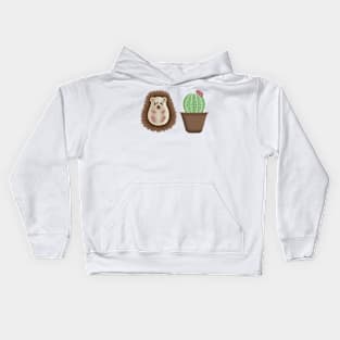 Hedgehog Twinning with a Cactus Kids Hoodie